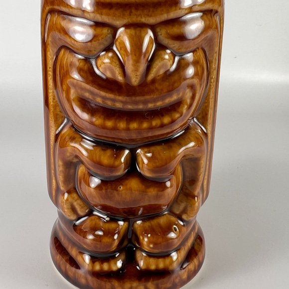 Tiki LeilanI Double Sided Cup Mug Brown Glazed Ceramic Tumbler Barware Souvenir - Picture 5 of 12